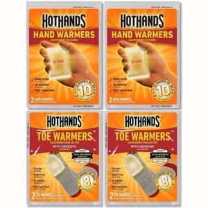 2 Packs HotHands Hand Warmers & 2 Packs HotHands Toe Warmers Ready to Use